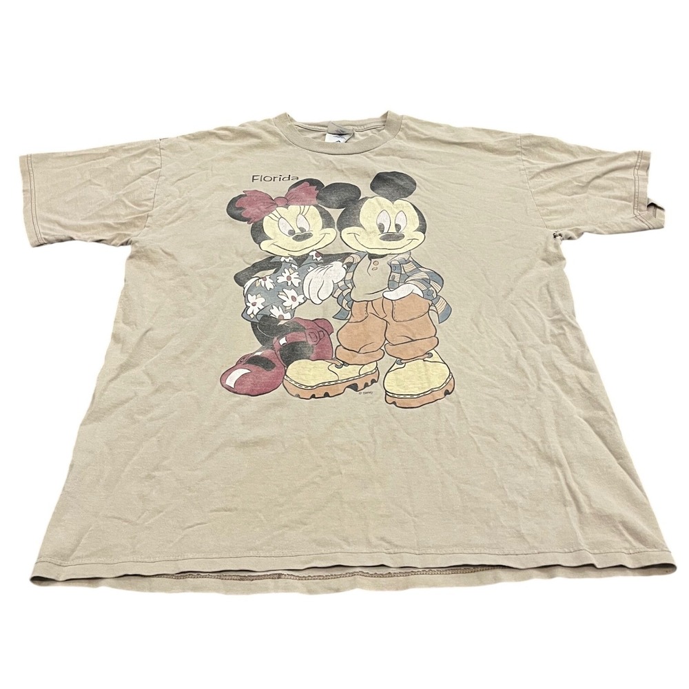 Vintage Jerzees Disney T Shirt Mens L Florida Mickey Minnie‎ Mouse AOP 90s USA